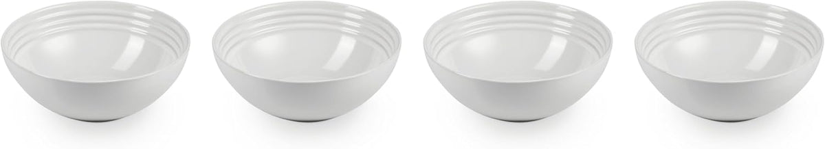 Le Creuset Stoneware Set of 4 Soup Bowls  22 oz. (6.25") each  White